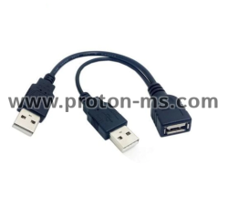 USB 2.0 A 1 Female to 2 Dual USB Male Data Hub Power Adapter Y Splitter USB Charging Power Cable Cord Extension Cable 39CM
