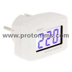 LCD Digital Voltage Meter Household AC Panel Meter Euro EU Plug Volt Power Monitor Blue BacklightAC 100 300V-in Voltage Meters  DM55-1