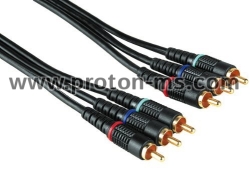 Connecting Cable, 3 RCA plugs - 3 RCA plugs, 2 m Hama