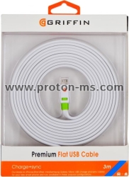 Griffin USB Data Cable - micro USB, White, 3m.