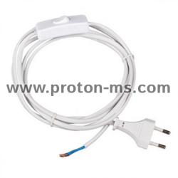 Power Cable with Plug and Switch, 2m, White
