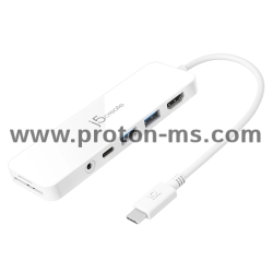 6-портов хъб j5create Multi-Port JCD373, USB, HDMI, SD, 3.5 mm jack с PD