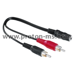 Audio Adapter HAMA 43254, 2 RCA Male Plugs - 3.5 mm Female Jack Stereo, 0,1 m