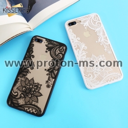 iPhone 7 KISSCASE Phone Cases Luxury Lace Flowers TPU Cover Case, White