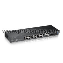Switch ZyXEL GS2220-28, 24-port GbE + 4-port Combo (RJ45/SFP) L2 with GbE Uplink, managed