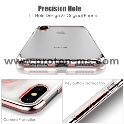 Прозрачен Силиконов Ултра Тънък Кейс за iPhone X Ultra Thin Soft Silicone, Розово Златист