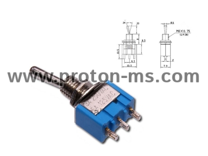 Toggle Switch ON-OFF-ON, 3 A / 250 VAC