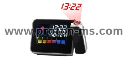 Настолен LCD дигитален прожекционен часовник, метеостанция и термометър