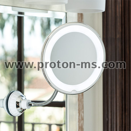 Огледало за гримиране Flexible Mirror (10 пъти увеличение + LED осветление)