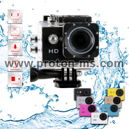 Водоустойчива видео и фото камера Action Camcorder, за снимане под вода, на ски, при екстремни спорт