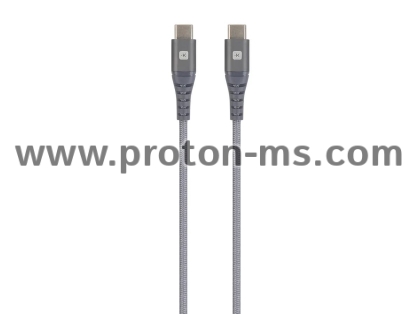 Кабел Skross, USB-C - USB-C, Метална оплетка, 2.0 м, Сив