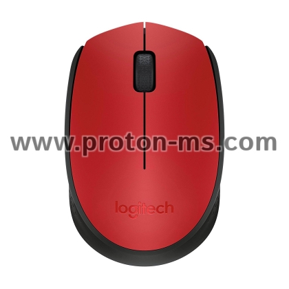 Wireless optical mouse LOGITECH M171, Red, USB