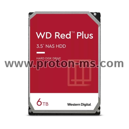 Хард диск WD Red Plus, 6TB NAS, 3.5", 256MB, 5400RPM, WD60EFPX