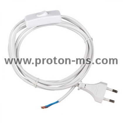 Power Cable with Plug and Switch, 2m, White