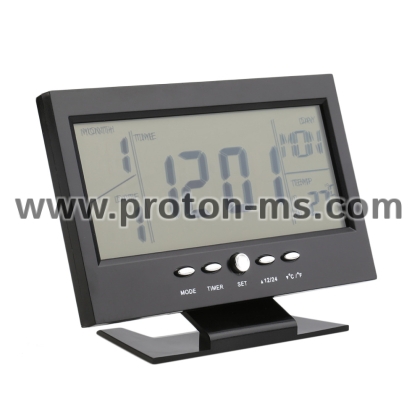 Настолен LCD дигитален часовник с термометър и гласов контрол DS-8082