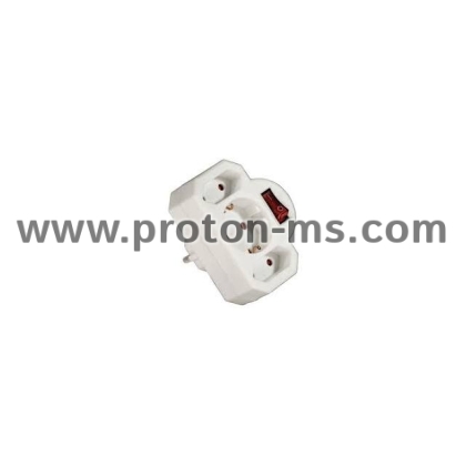 3-Way Socket Adapter, with switch HAMA-108846