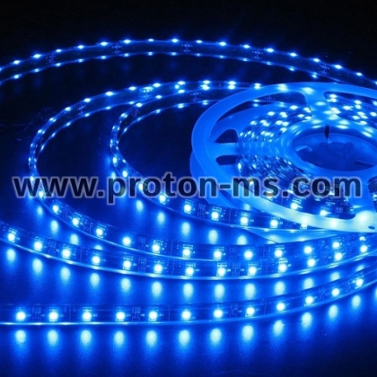 Гъвкава LED лента SMD3528, синя, неводоустойчива 1м, 12VDC, 4.8W/M, 60 LEDs/M