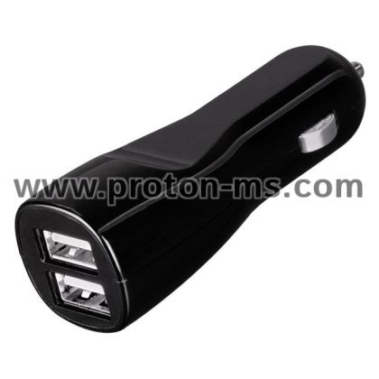 USB Dual Car Charger HAMA "Auto-Detect", USB Dual, 12V-24V, 2xUSB -5V/4.8A, Black