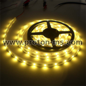 Гъвкава LED лента SMD 3528, жълта, неводоустойчива 1м, 4.8W/m, 12V DC, 60 LEDs/M