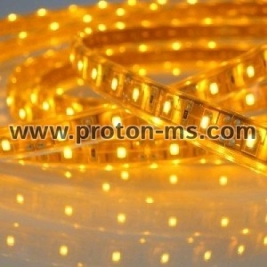Гъвкава LED лента SMD 3528, жълта, неводоустойчива 1м, 4.8W/m, 12V DC, 60 LEDs/M