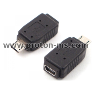 Преходник от Micro USB мъжко към mini USB женско, Преходник DeTech Micro USB M към Mini USB F