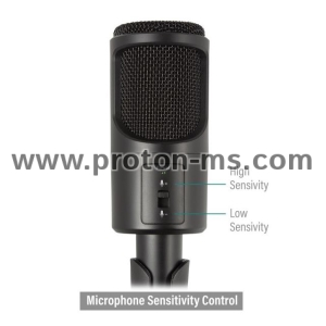 Настолен мултимедиен микрофон EWENT EW3552, филтър за шум, Черен