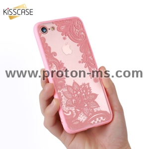 Луксозен Кейс за iPhone 7 KISSCASE Phone Cases Luxury Lace Flowers TPU Cover Case, Розов
