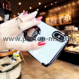 Ултра Тънък Силиконов Гръб за iPhone X с магнит, rose gold Magnetic Cases Finger Ring Holder Cover Coque