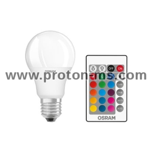 Крушка LED RGB Osram A60, С дистанционно управление, E27, 9W (60W), 806 лумена