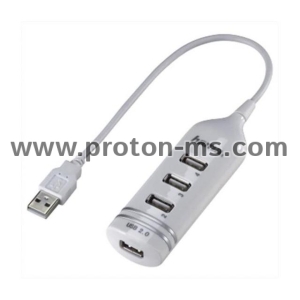 USB хъб HAMA, USB 2.0, 1:4, бял