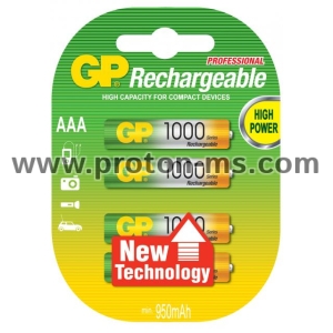 Акумулаторна Батерия GP R03 AAA 1000mAh NiMH 3+1 бр. в опаковка GP