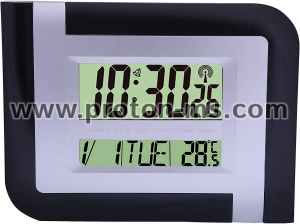 LCD електронен часовник за стена и бюро 5887