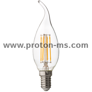 LED filament лампа пламък, димираща, 4W, E14, 4200K, 220-240V AC, неутрална светлина