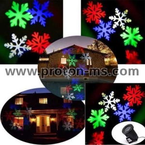 LED прожектор за фасада Снежинки, ЦВЕТНИ, Snow flower lamp, LED прожектор за фасада Снежинки в четири цвята