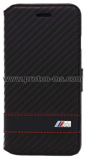Черен кожен BMW Carbon калъф тип Портфейл MUVIT за Samsung Galaxy S6 BMFM015