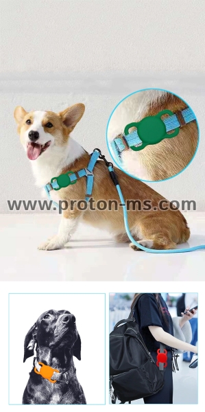 Кейс за Air Tag, силиконов, черен , Apple Airtag Case Dog Cat Collar GPS Finder