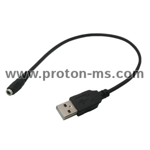 USB 2.0 Male to DC 3.5*1.35mm Female Plug Jack Converter Laptop Adapter Connector, 0.25см, Кабел 3.5мм ЖЕНСКИ жак към USB МЪЖКО, 25см