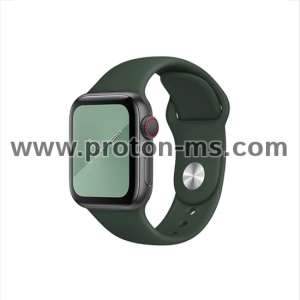 Силиконова Каишка Apple Watch 42/44/45мм/S, Strap For Apple Watch band 44mm 45mm 42mm iWatch Silicone, ЗЕЛЕНА, ОРАНЖЕВА