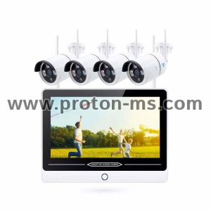 Смарт система за видеонаблюдение PST-7204-PN, 4 камери, 2.0Mp, Full HD, Екран, Wi-Fi, Tuya Smart, Бял 