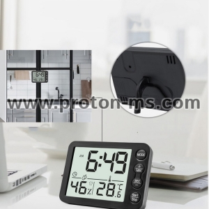Часовник с термометър, хигрометър и таймер на долу,  9.3×1.2×6.7 cm