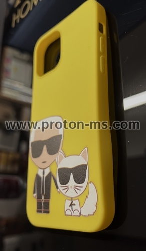 Силиконов Кейс Cartoon Lagerfeld brand designer KARLs Phone Case, soft For iphone 12 PRO, ЖЪЛТ
