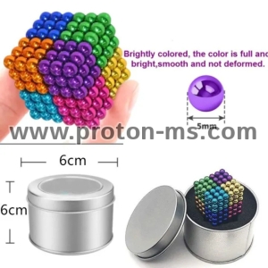 Магнитни Топчета (сфери), Neo Cube, Zen Magnets, Neo Spheres, 216 бр. топчета, 5mm, Сребърни, Сини, Червени, Цветни