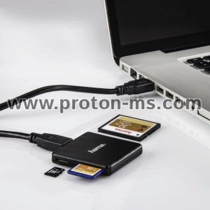 ЧЕТЕЦ ЗА КАРТИ HAMA MULTI, USB 3.0, SD/MICROSD/CF, 5 GBPS, ЧЕРЕН