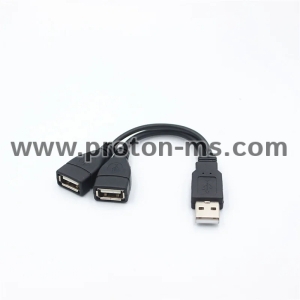 1 Male Plug To 2 Female Socket USB 2.0 Extension Line Data Cable Power Adapter Converter Splitter USB 2.0 Cable 15/30cm