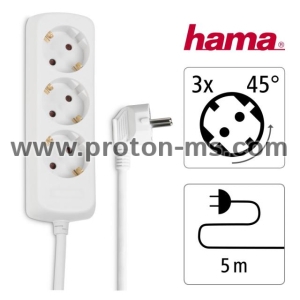 Distribution Panel, HAMA 30569, 3 sockets, child-proof, 3 m, White