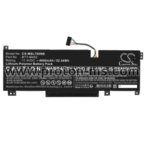 Laptop Battery for MSI Katana GF76 11UD-050  CS-MSL760NB  BTY-M492 11,4V 4600mAh CAMERON SINO