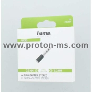 Hama Audio Adapter, 3.5 mm Jack Socket - 6.3 mm Jack Plug, Stereo