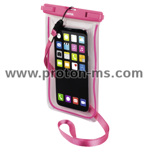 Чанта за смартфон HAMA Playa, Размер XXL, Водоустойчива IPX8, Прозрачен/Розов