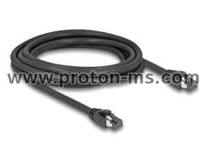 Мрежови кабел Delock, Cat.8.1 S/FTP, 3 m, Дo 40 Gbps, Черен