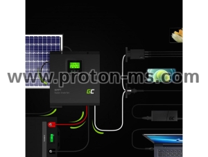 Соларен инвертор Off Grid конвертор с MPPT конролер и соларно зарядно 12VDC 230VAC 1000VA / 1000W чиста синусоида GREEN CELL